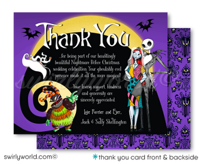 Purple Jack & Sally Skellington NBC Nightmare Before Christmas Wedding Invite RSVP Card and envelope Digital Bundle