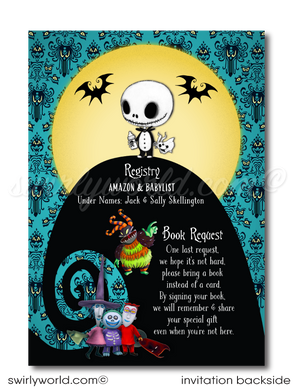 Nightmare Before Christmas NBC Jack & Sally Goth Halloween Baby Shower Digital Invitations and Thank You Cards