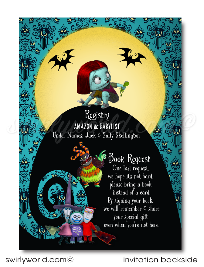 Nightmare Before Christmas NBC Jack & Sally Goth Halloween Baby Shower Digital Invitations and Thank You Cards