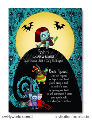 Nightmare Before Christmas NBC Jack & Sally Goth Halloween Baby Shower Digital Invitations and Thank You Cards