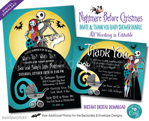 Nightmare Before Christmas Halloween Baby Shower Digital Download Bundle Set