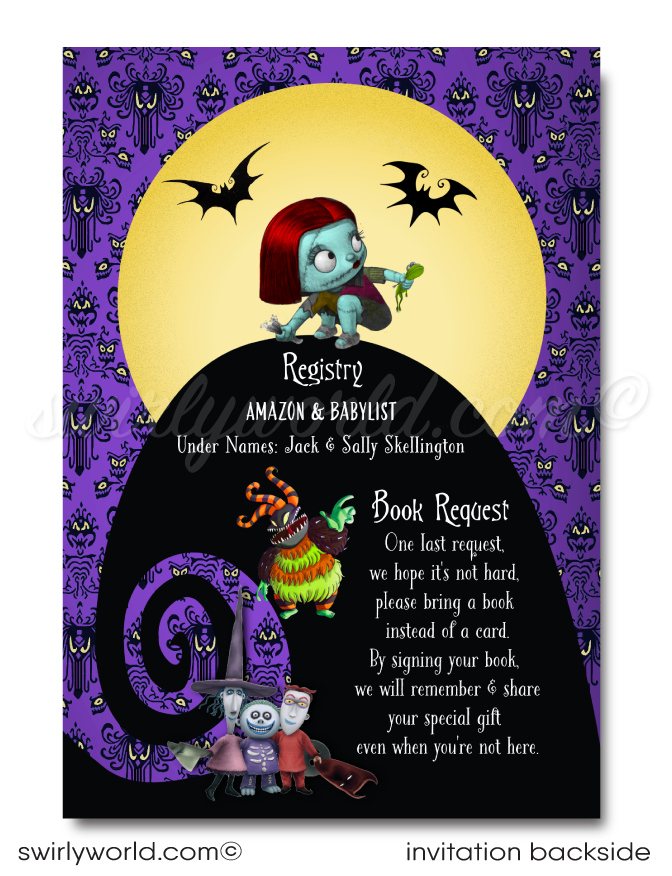 Nightmare Before Christmas NBC Jack and Sally Skellington Couples Book Request Card Digital Baby Shower Invitations