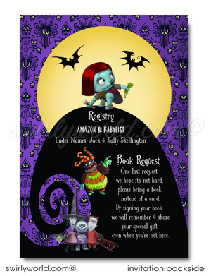 Nightmare Before Christmas NBC Jack and Sally Skellington Couples Book Request Card Digital Baby Shower Invitations