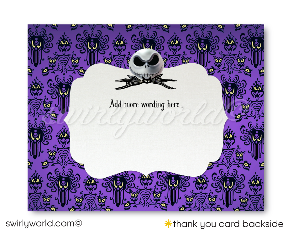 Halloween Jack and Sally Nightmare Before Christmas NBC Printed Goth Baby Shower Invites