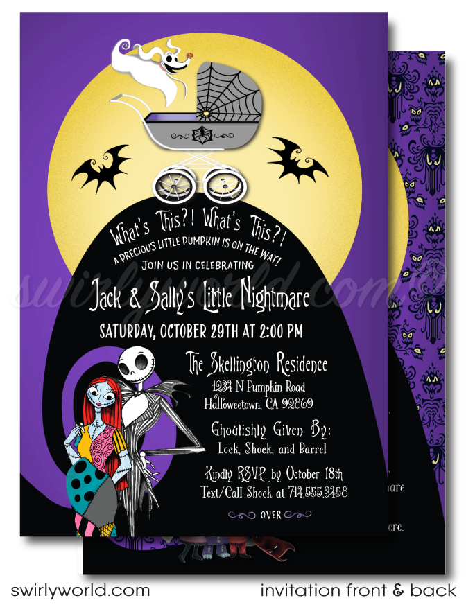Digital Nightmare Before Christmas Halloween Baby Shower Bundle Set