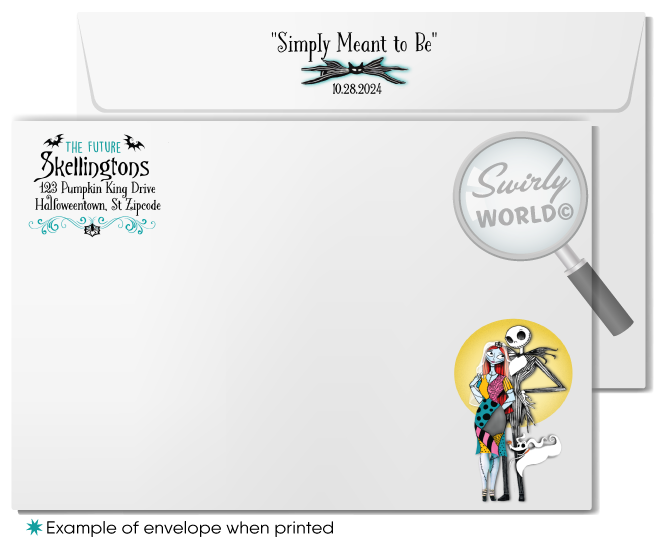 Goth Jack & Sally Skellington NBC Nightmare Before Christmas Digital Download Wedding Invitation Envelope