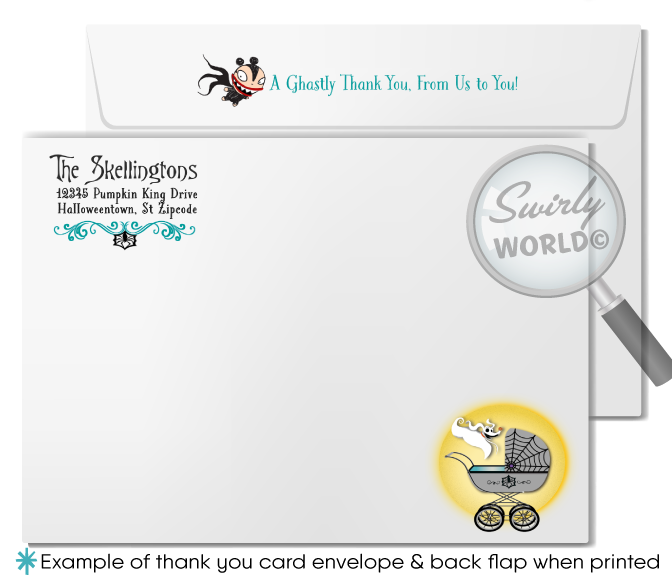 Nightmare Before Christmas NBC Jack & Sally Goth Halloween Baby Shower Digital Invitations and Thank You Card Envelopes