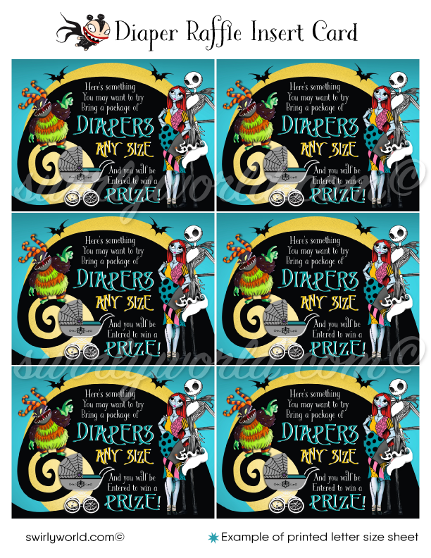 Digital Nightmare Before Christmas Jack and Pregnant Sally NBC Diaper - swirly-world-design digital-nightmare-before-christmas-jack-and-pregnant-sally-nbc-diaper-swirly-world-design
