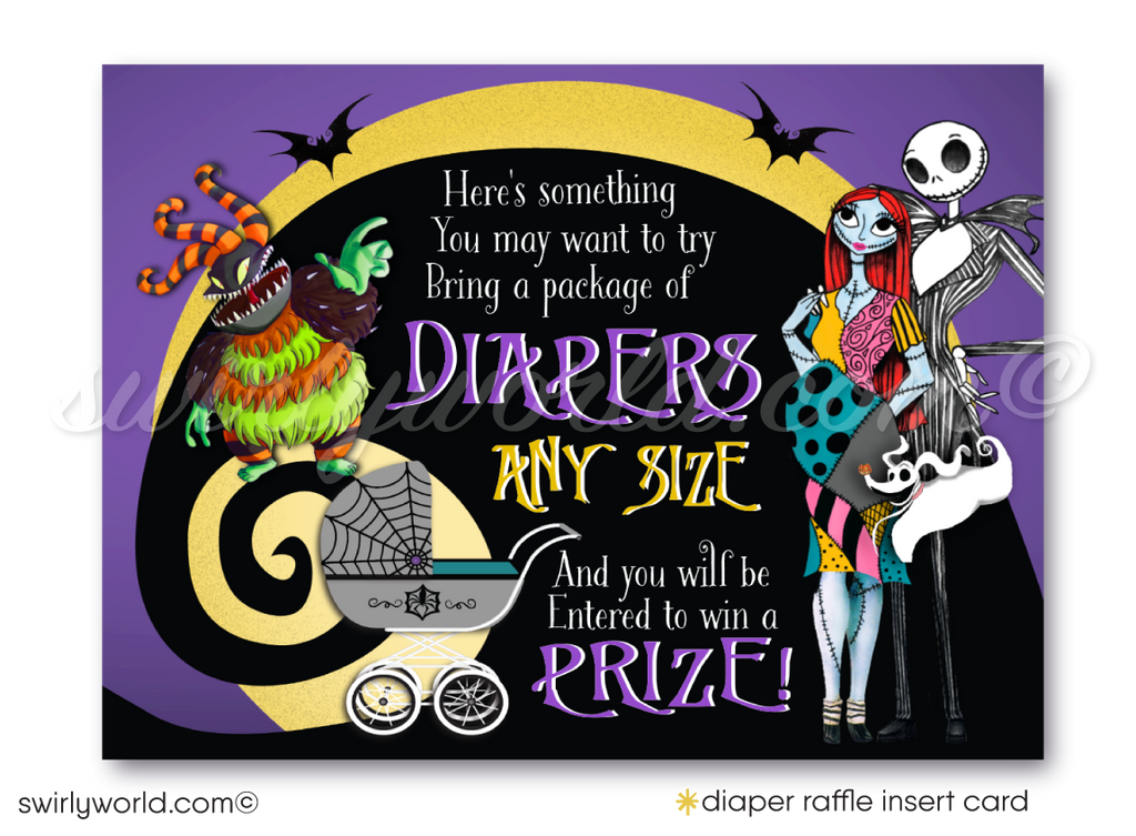 Digital Nightmare Before Christmas Jack and Pregnant Sally NBC Diaper Raffle Game Insert Card 