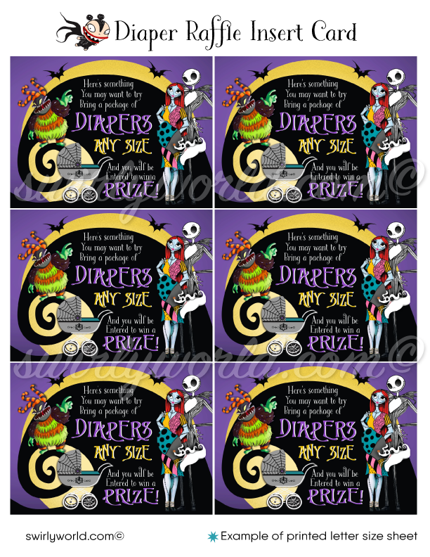 Digital Nightmare Before Christmas Jack and Pregnant Sally NBC Diaper Raffle Game Insert Card 