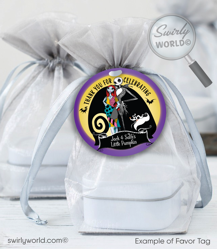 Nightmare Before Christmas Goth Baby Shower Jack and Pregnant Sally Digital Favor Tags