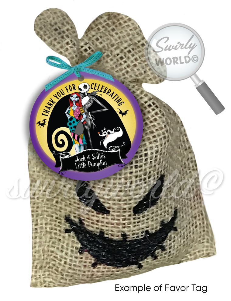 Nightmare Before Christmas Goth Baby Shower Jack and Pregnant Sally Digital Favor Tags