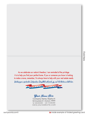 Customizable Realtor 4th of July Independence Day Greeting Cards with Patriotic Home