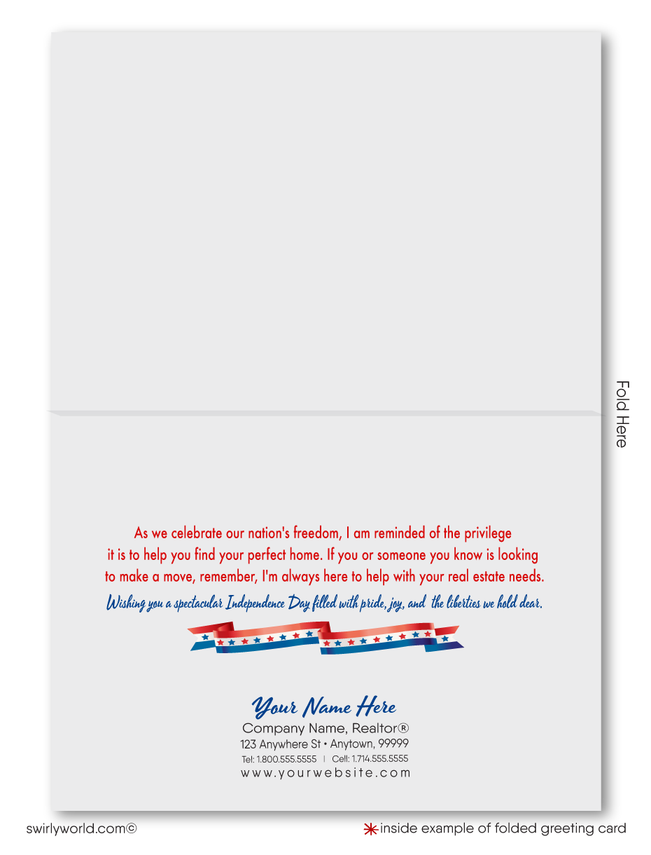 Customizable Realtor 4th of July Independence Day Greeting Cards with Southern Patriotic Home