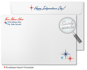 Customizable Realtor 4th of July Independence Day Greeting Cards with Patriotic Mid-Century House