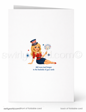 Whimsical Happy 4th of July Cards – Retro Patriotic Independence Day Greetings