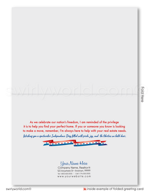 Customizable Realtor 4th of July Independence Day Cards with Southern Farmhouse Patriotic Home