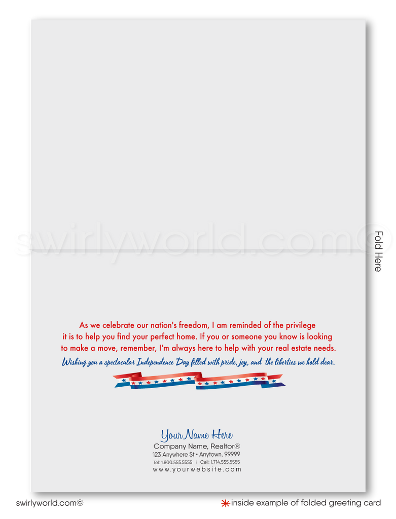 Customizable Realtor 4th of July Independence Day Cards with Vintage Craftsman Patriotic Home (Copy)