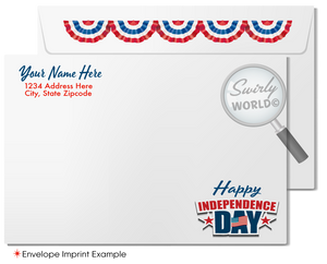 Customizable Realtor 4th of July Independence Day Cards with Vintage Craftsman Patriotic Home
