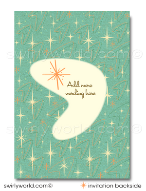 Mid Century Modern Invitations | 1950s Engagement Cards - Corjl Editable Retro Wedding Invites