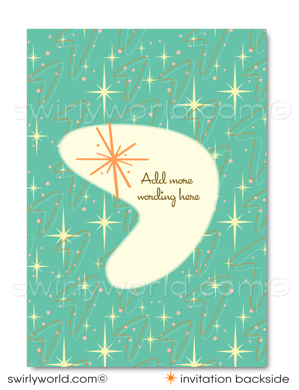 Retro Atomic Mod 1950's Save the Date Engagement Invitation Digital Download