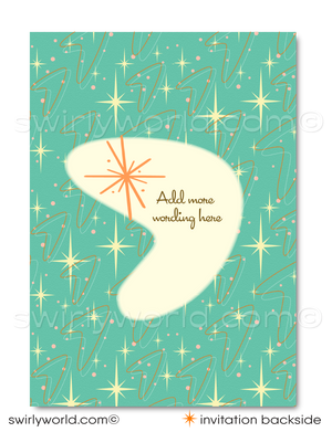 Retro Atomic Mod 1950's Save the Date Engagement Invitation Digital Download