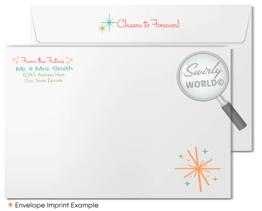 1950s-1960s Mid-Century Modern Retro Vintage Engagement Party Wedding Invitation Set