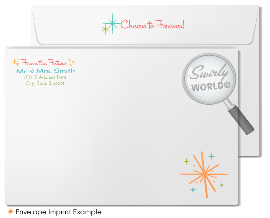 Retro Atomic Mod 1950's Save the Date Engagement Invitation Digital Download