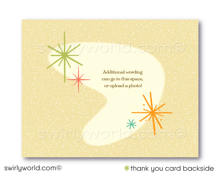 Retro Atomic Mid-Century Mod 1950s MCM Engagement Invitation Digital Download