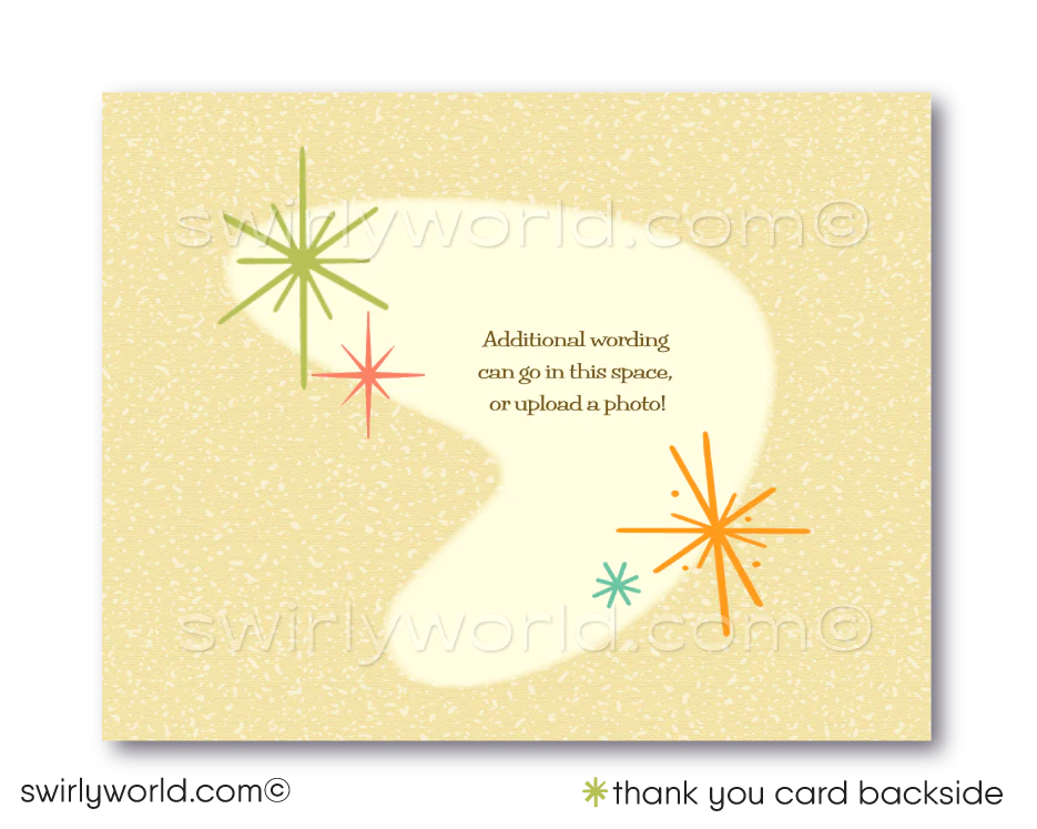 1950s-1960s Mid-Century Modern Retro Vintage Engagement Party Wedding Invitation Set