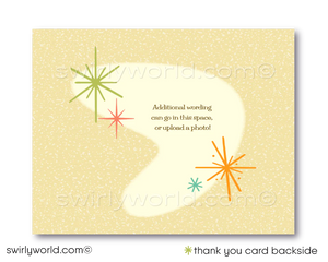 1950s-1960s Mid-Century Modern Retro Vintage Engagement Party Wedding Invitation Set