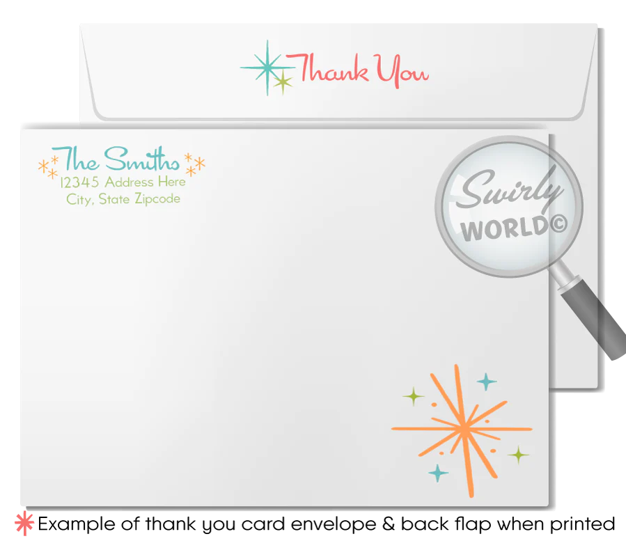 1950s-1960s Mid-Century Modern Retro Vintage Engagement Party Wedding Invitation Set