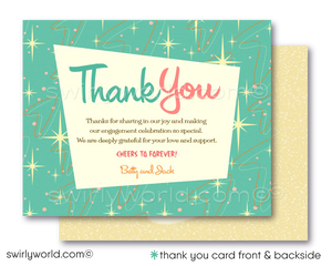 1950s-1960s Mid-Century Modern Retro Vintage Engagement Party Wedding Invitation Set