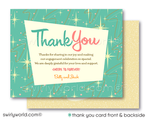 Retro Atomic Mid-Century Mod 1950s MCM Engagement Invitation Digital Download