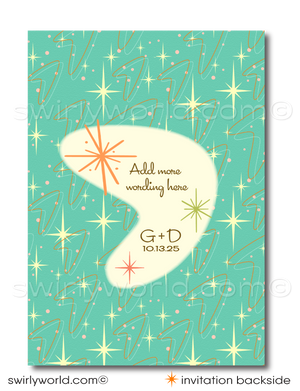 1950s-1960s Mid-Century Modern Retro Vintage Engagement Party Wedding Invitation Set