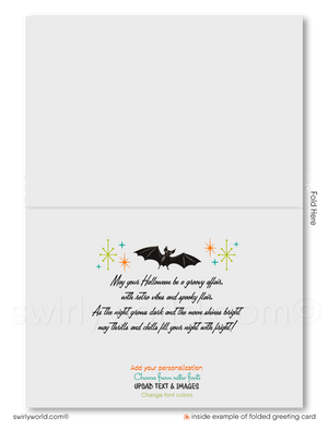 Retro 1960s Eichler Atomic MCM Mid-Century Modern Halloween Greeting Cards for RealtorsRetro 1960s Eichler Atomic Ranch MCM Mid-Century Modern Halloween Greeting Cards 