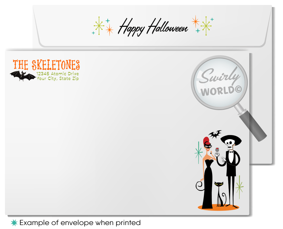 Retro 1960s Eichler Atomic MCM Mid-Century Modern Halloween Greeting Cards for RealtorsRetro 1960s Eichler Atomic Ranch MCM Mid-Century Modern Halloween Greeting Cards 