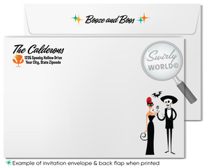 Be the life of the party with our Retro-Shag inspired "Boos and Booze" Halloween invitation! Featuring an Eichler mid-century modern home with retro-style monsters like a Vampire girl, Wolfman, and more. Easily customizable and perfect for a bold, stylish celebration. Download, customize, and share with ease!