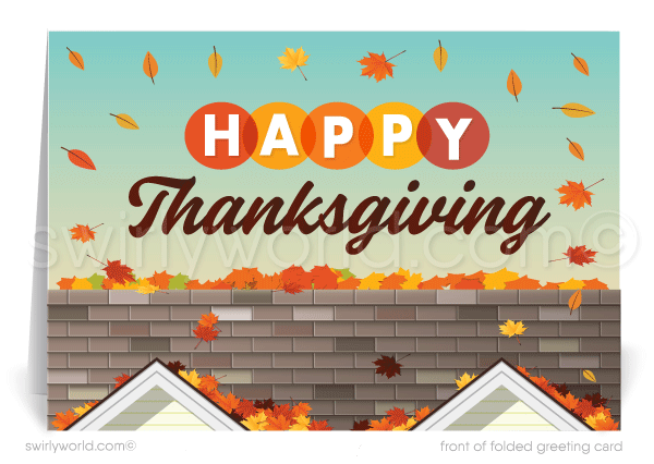 Digital Fall Autumn Marketing Professional Realtor Happy Thanksgiving Cards for Clients