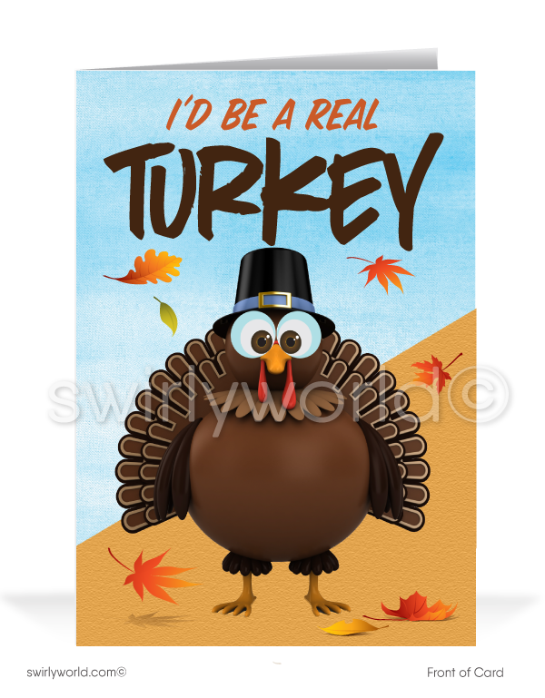 Funny Turkey Business Happy Thanksgiving Greeting Cards for Customers