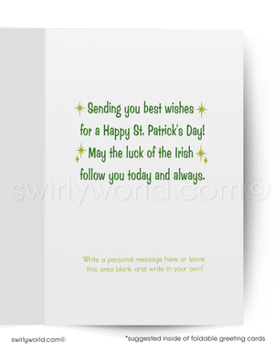 St. Patrick's Day greeting card with text and a white background