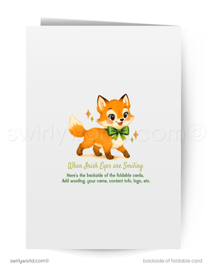 Card with a fox illustration and text on a white background