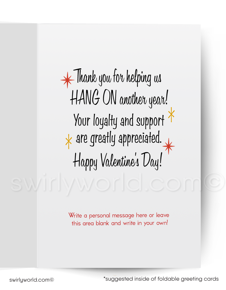 Business Retro Valentine Cards – Customizable Client Appreciation Cards | Vintage Cartoon Style