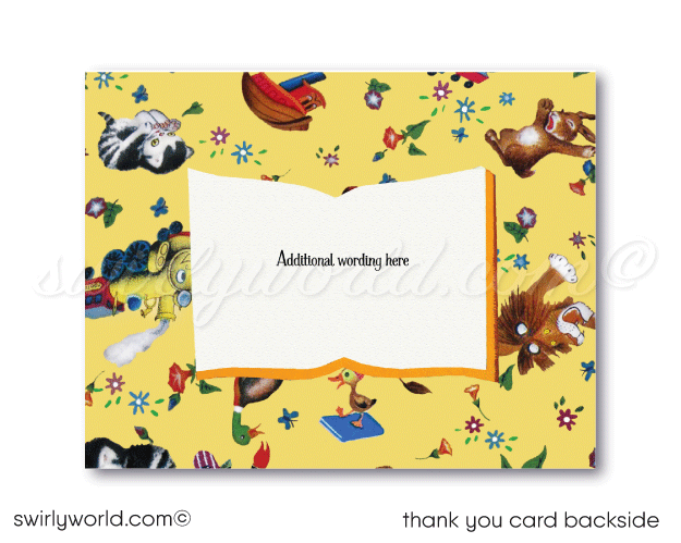 Immerse guests in nostalgic charm with our Vintage Little Golden Book 1st Birthday Invitation Set! 🌟📚 Featuring classic illustrations, this premium printed set includes invitations, thank you cards, and envelopes. Perfect for a magical storybook-themed celebration. Customize easily and create lasting memories! 🎉✨