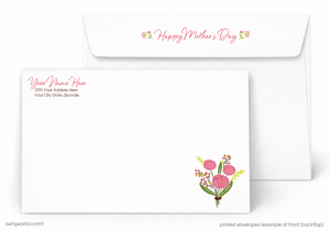 Mother's Day card with envelope featuring a floral design and 'Happy Mother's Day' text.