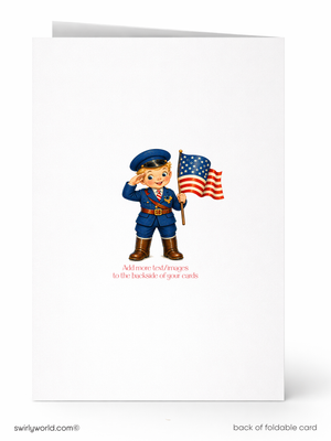 Vintage 4th of July Cards – Mid Century Military Salute With American Flag