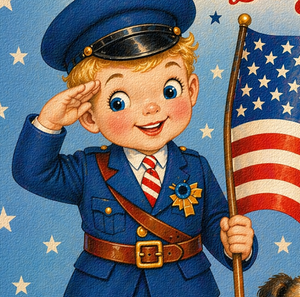 Vintage 4th of July Cards – Mid Century Military Salute With American Flag
