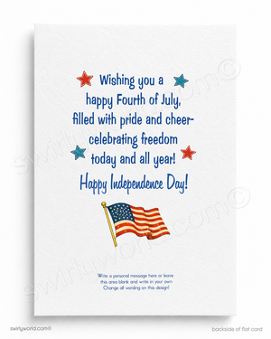 Fourth of July Patriotic Sailor with Puppy Dog - Happy Independence Day Cards