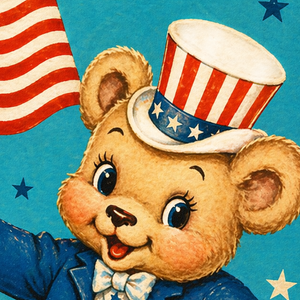 Happy 4th of July Patriotic Bear Greeting Card