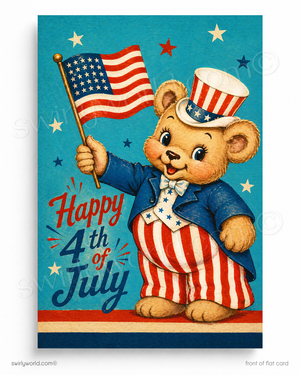 Happy 4th of July Patriotic Bear Greeting Card